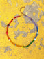 Close up image of Venessa Arizaga FW26 Rainbow Reaction Necklace - A colorful beaded necklace with rainbow jade gradient beads and glass and ceramic charms including lipstick, ladybug, smiley, daisy, mushroom, cactus, eyeball, and alien. Perfect for every day layering