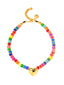 Venessa Arizaga FW26 Venus Heart Necklace (Rainbow) - A statement necklace with rainbow beads, pave accents, and a gold heart pendant.