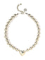 Venessa Arizaga FW26 Big Heart Necklace (Silver) - A silver beaded statement necklace with a large heart pendant.