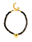 Venessa Arizaga FW26 Venus Heart Necklace (Black) - A statement necklace with black glass beads, pave accents, and a gold heart pendant.