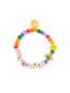 Venessa Arizaga FW26 Don't Worry Be Happy Bracelet (Candy Rainbow) -  A colorful beaded elastic bracelet in dyed jade and ceramic, radiating handmade positivity.