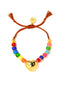 Venessa Arizaga FW26 Venus Heart Bracelet (Rainbow) - An everyday adjustable bracelet with rust threadwork, colorful beads, pave accents, and a gold heart pendant.