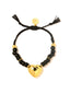 Venessa Arizaga FW26 Venus Heart Bracelet (Black) - An everyday adjustable bracelet with black threadwork, glass beads, pave accents, and a gold heart pendant.