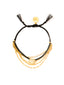 Venessa Arizaga FW26 Sweetheart Sparkle Bracelet (Black) - A layered bracelet with black threadwork, seed beads, gold plated chains, rhinestone chain, and a pave heart charm.