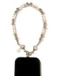 Venessa Arizaga FW26 Talk of The Town Phone Leash - A statement silver beaded phone leash and bag charm with ceramic letter charms spelling "me", "you", "hi", "bye", "duh", "omg".