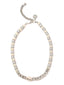 Venessa Arizaga Hola Beaches Necklace -  A statement beaded necklace with shell charms, glass charms, and pave rhinestone letters that spell "HOLA BEACHES"