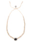 Venessa Arizaga Salina Necklace -  An adjustable necklace with white threadwork, shell charms, and glass rhinesone centerpiece