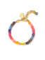 Venessa Arizaga Happy Waves Bracelet -  A rainbow shell beaded bracelet with golden accents and glass smiley face charm.