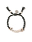 Venessa Arizaga Moody Bracelet (Black) - An adjustable friendship bracelet with ceramic cow charms and letters that spell "MOODY".