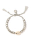 Venessa Arizaga Cloud Nine Bracelet (Beach Bum Silver) -  A statement beaded friendship bracelet with shell charms, glass charms, pave rhinestone accents, and pave rhinestone letters that say "BEACH BUM"