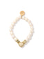 Venessa Arizaga I Love You Pearl Bracelet -  An elastic freshwater pearl bracelet with pave rhinestone charms that say "I HEART U"