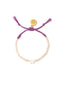 Venessa Arizaga Pearly Beach Bracelet (Butterfly) - An adjustable bracelet with purple threadwork, freshwater pearls, and mother of pearl butterfly charm.
