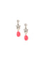 Venessa Arizaga Island Muse Earrings - A pair of rhinestone stud drop earrings with floral rhinestone accent and handpainted shell charms.
