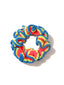 Venessa Arizaga Wave Dancer Scrunchie (Blue and Orange)  -  a hand-crocheted multicolor scrunchie