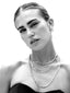 Venessa Arizaga SS26 Good Vibes Only Necklace draped at the collarbone, smiley charms dancing against bronzed skin for happy-go-lucky salt-air resort energy, with sparkling stud and charm dangling earrings - Peace Out Sparkle Earrings and Smiley Sparkle Earrings, perfect for radiating happiness and positivity in monochrome.